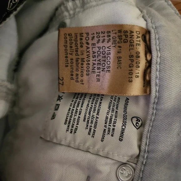 AG ADRIANO GOLDSCHMIED Angel Bootcut Jeans Light Grey ASHW119 Size 27 NWT $215