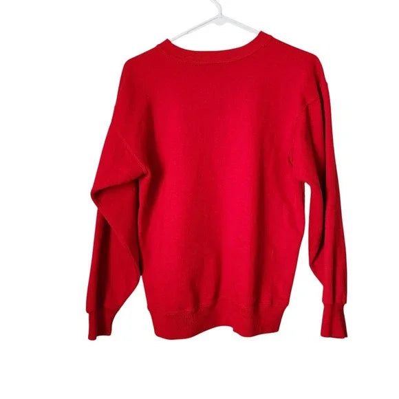 VTG 90s VAIL Colorado Phys Ed Sweatshirt Red Pullover Advanced Skiing Graphic