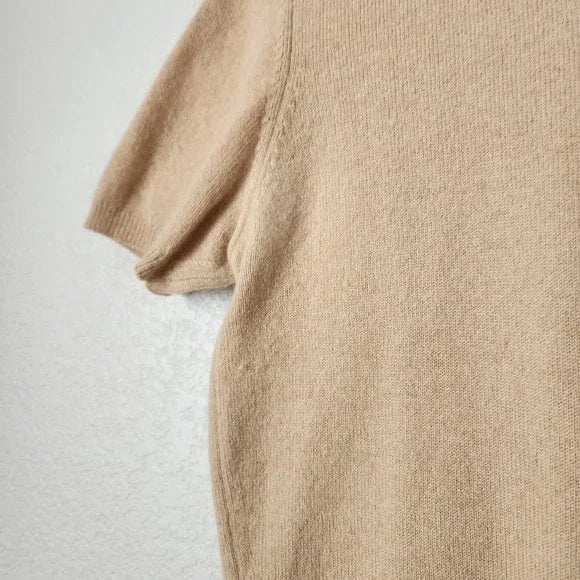 TSE CASHMERE crewneck pull over knit short sleeve shirt in nude
