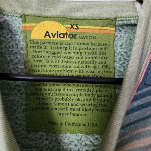AVIATOR NATION Serape Bolt Cropped Sweatshirt Multicolor Striped Lightning XS