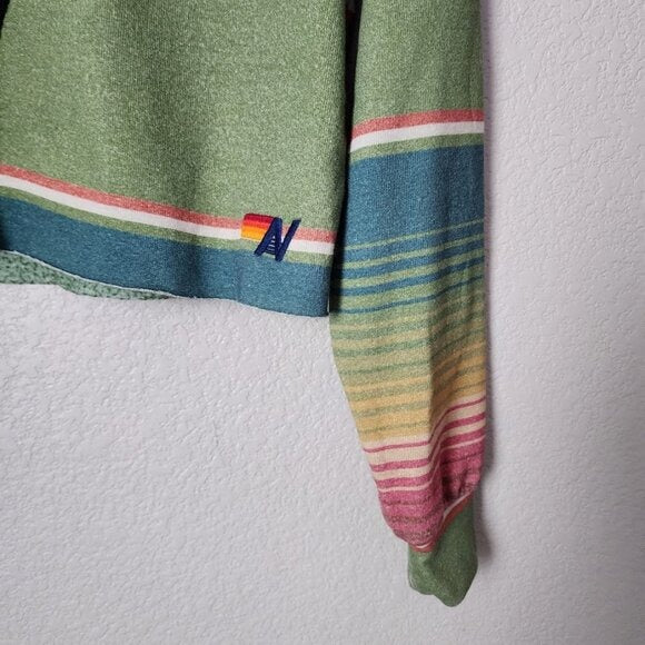 AVIATOR NATION Serape Bolt Cropped Sweatshirt Multicolor Striped Lightning XS
