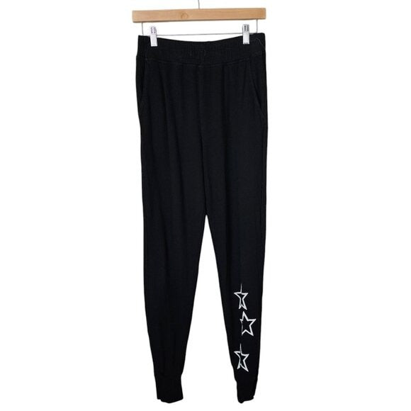 SUNDRY ANTHROPOLOGIE loungewear jogger athleisure pants in black stars size 2