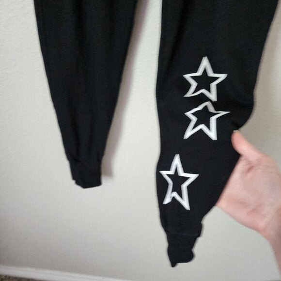 SUNDRY ANTHROPOLOGIE loungewear jogger athleisure pants in black stars size 2