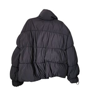 FREE PEOPLE Solid Cotton Candy Puffer Jacket Charcoal Drawstring Cuffs Size S