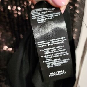 DOROTHEE SCHUMACHER Sparkling Moment Sequined Minidress Mesh Sleeves Brown 2