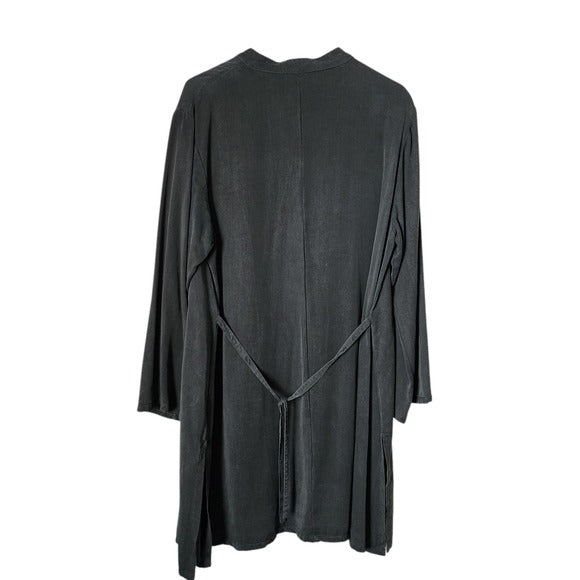 BRYN WALKER 100% tencel forest green button front tunic dress long sleeve M