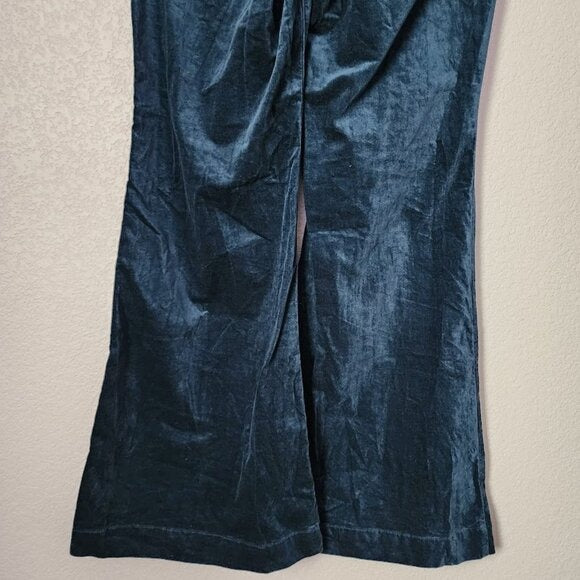 ANTHROPOLOGIE PILCRO Pull on Pants Retro Flare velvet Pants Sea green 29