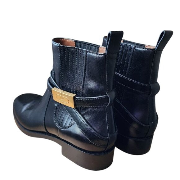 TORY BURCH T Hardwear Chelsea boots in black smooth leather size 8.5