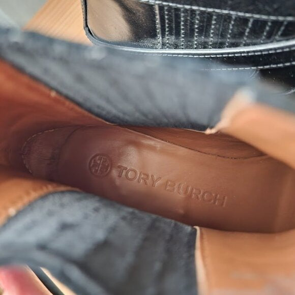 TORY BURCH T Hardwear Chelsea boots in black smooth leather size 8.5