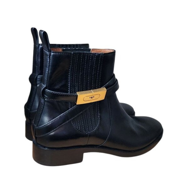 TORY BURCH T Hardwear Chelsea boots in black smooth leather size 8.5