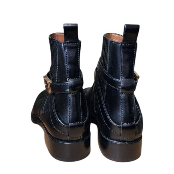 TORY BURCH T Hardwear Chelsea boots in black smooth leather size 8.5