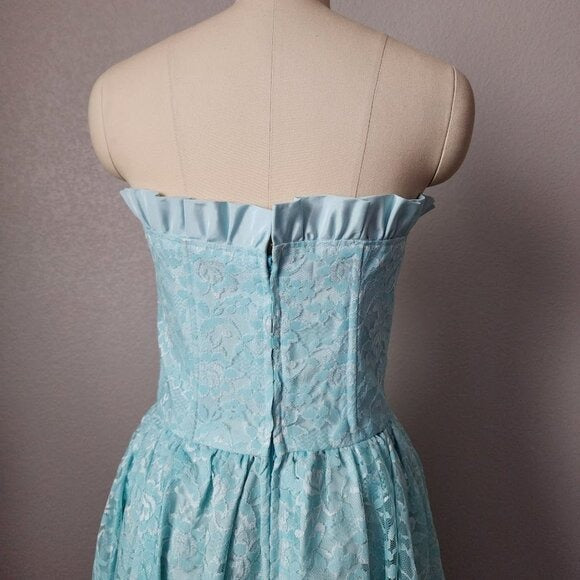 VTG Sweetheart Strapless lace dress Corset Bodice Bows Princess cupcake dress