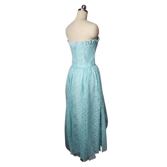 VTG Sweetheart Strapless lace dress Corset Bodice Bows Princess cupcake dress