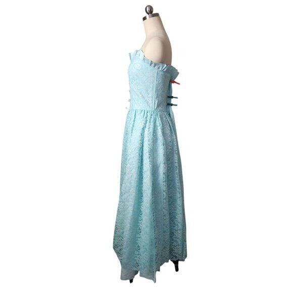 VTG Sweetheart Strapless lace dress Corset Bodice Bows Princess cupcake dress