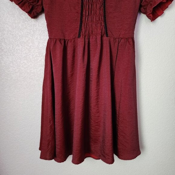 DARK IN LOVE Goth Vampire victorian Style Lace Ruffle black red dress size L