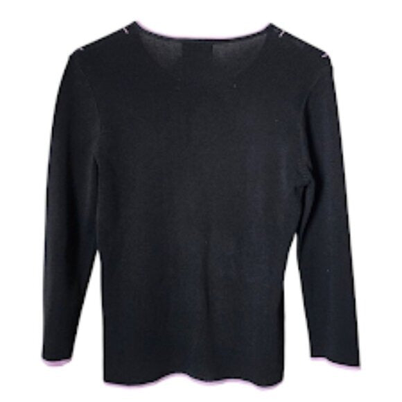 FINITY VINTAGE 90s single button cardigan sweater slinky knit black stripe M