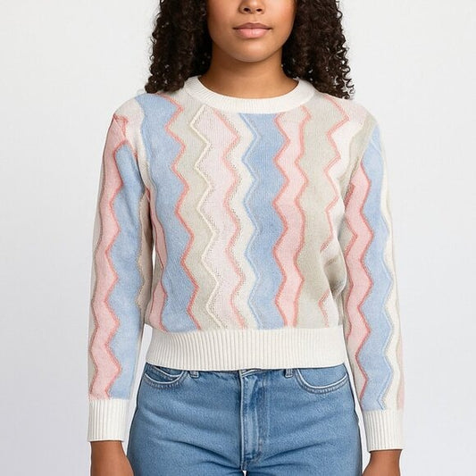 AILEEN VTG Pastel Zigzag Knit Sweater 80s Pastelcore retro knit jumper M