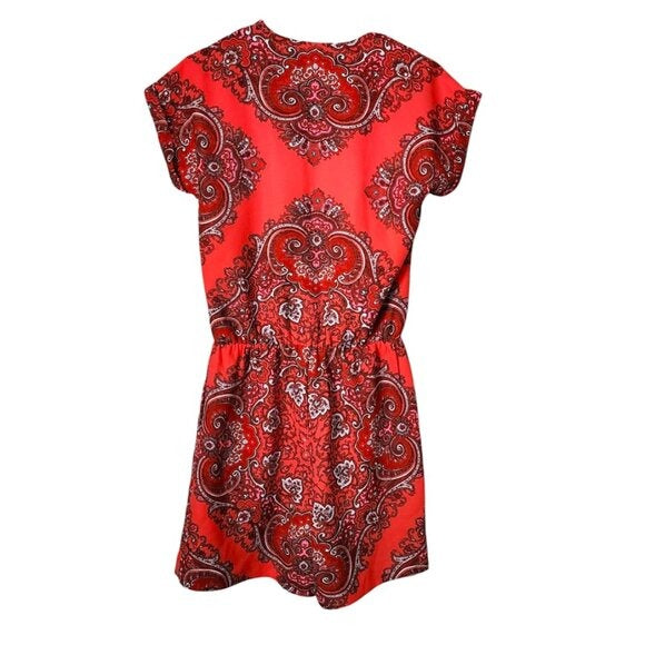 BANANA REPUBLIC paisley romper in red and pink resort wear size 2 TALL