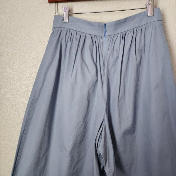ROUGE VIF wide leg pants pleated pocket dress slack cropped dusty blue 38