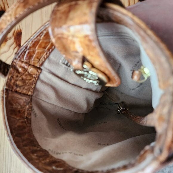 BRAHMIN Marley Crossbody in Pecan Croc Embossed leather mini bag