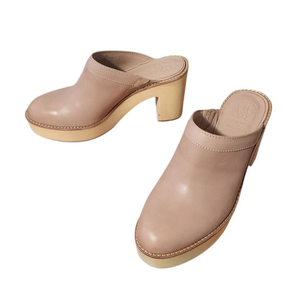 ANTONIO MELANI x KIMBERLY WHITMAN Camellia Leather Wooden Heel clogs 10