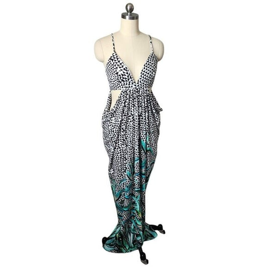 MARA HOFFMAN Aloe Swim Cover Maxi Drape Side Dress size M