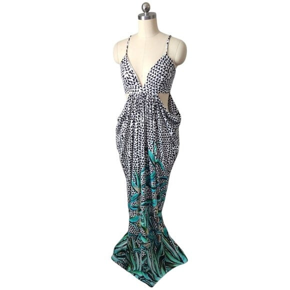MARA HOFFMAN Aloe Swim Cover Maxi Drape Side Dress size M