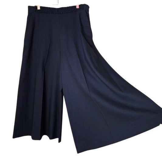 COS Wool High Waisted Wide Leg Trouser pants in dark navy ink size 8