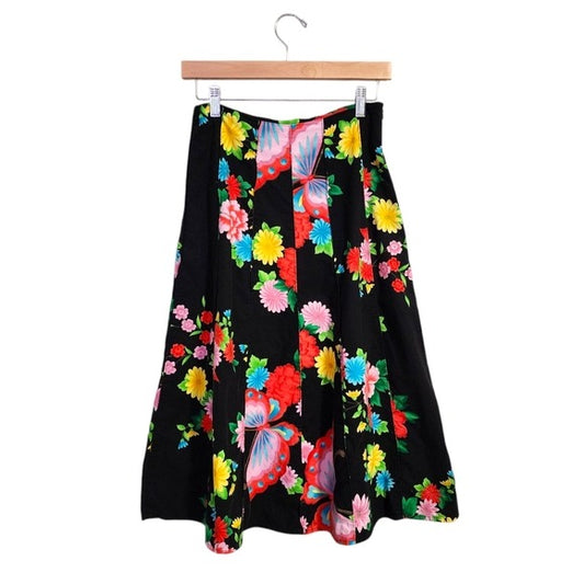 COWGIRLS IN PAIRS x VINTAGE floral butterfly midi skirt in black size 6