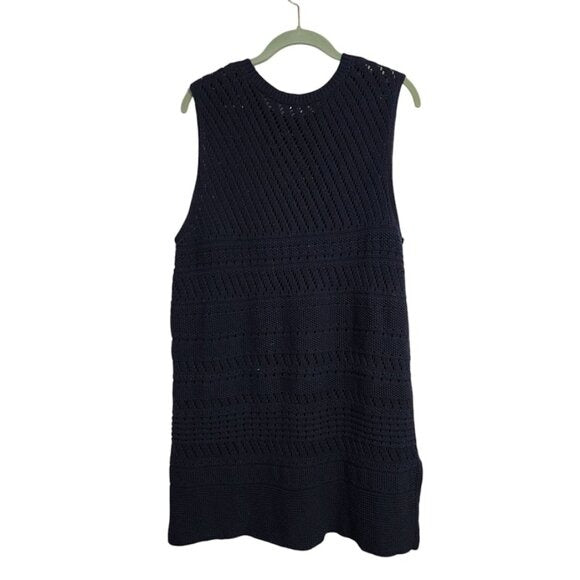 J.JILL knit sweater tunic in dark navy blue cotton linen blend size L