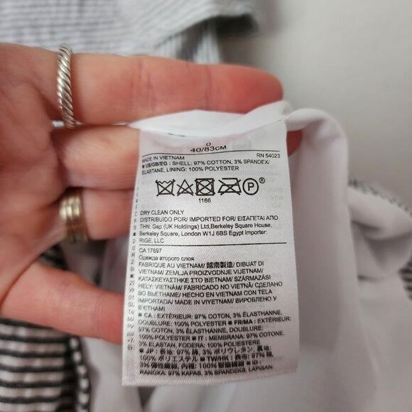 BANANA REPUBLIC Seersucker Layered Dress white grey nautical sailor preppy 0