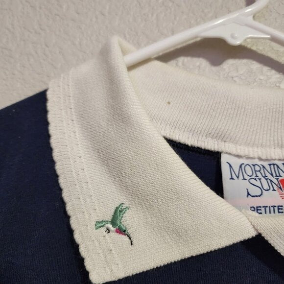 MORNING SUN hummingbird gardening tee collard tee shirt 90's