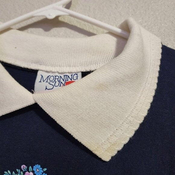 MORNING SUN hummingbird gardening tee collard tee shirt 90's