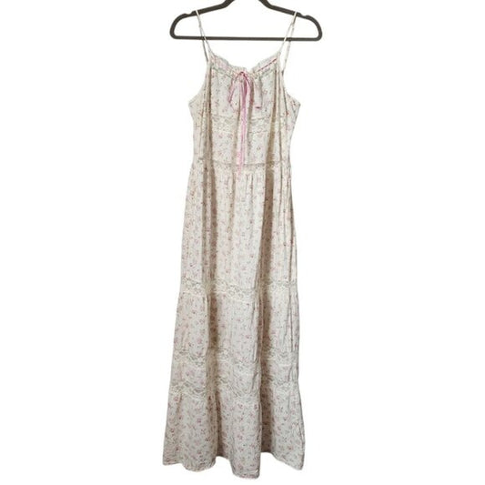 VICTORIA’S SECRET Y2K Babydoll Cottagecore Maxi Dress Milkmaid Slip Gown floral