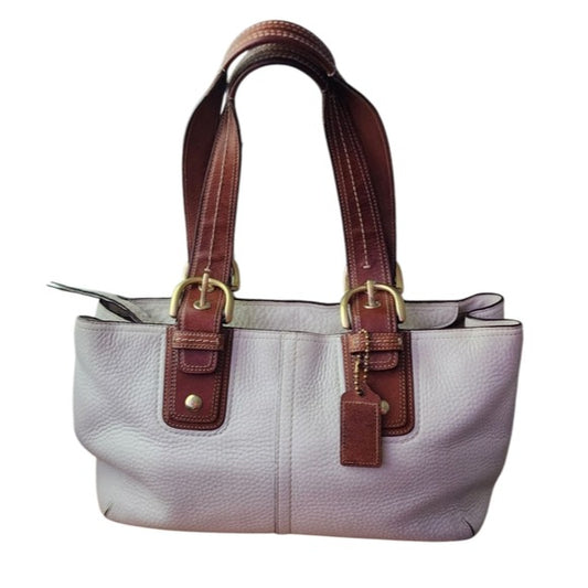 COACH Soho White Brown Leather Tote Bag