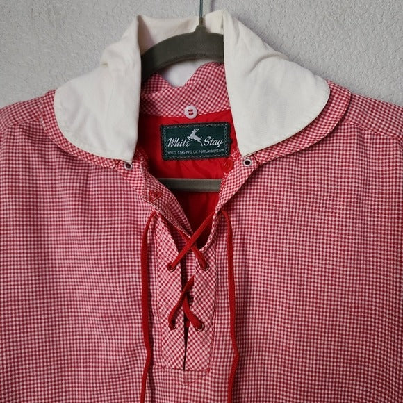 WHITE STAG x VINTAGE 1950's gingham Red White nylon lined top double collar