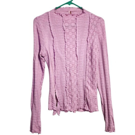FREE PEOPLE x REVOLVE mockneck Lula lace top in Moonlit Orchid size L