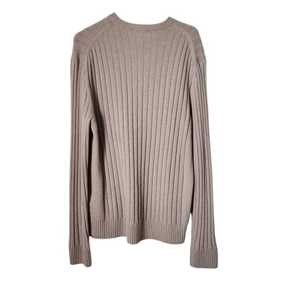 BRIONI 100% Cashmere Ribbed Knit Fashion Jumper crewneck sweater oat 56