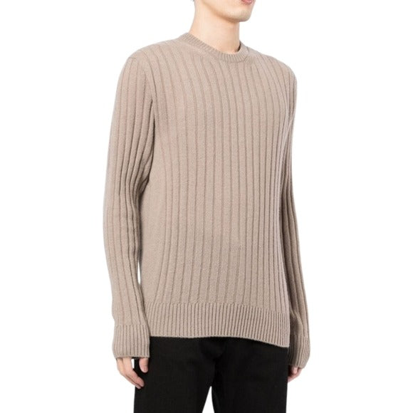 BRIONI 100% Cashmere Ribbed Knit Fashion Jumper crewneck sweater oat 56
