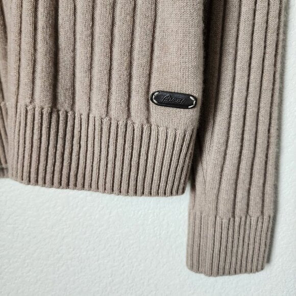BRIONI 100% Cashmere Ribbed Knit Fashion Jumper crewneck sweater oat 56