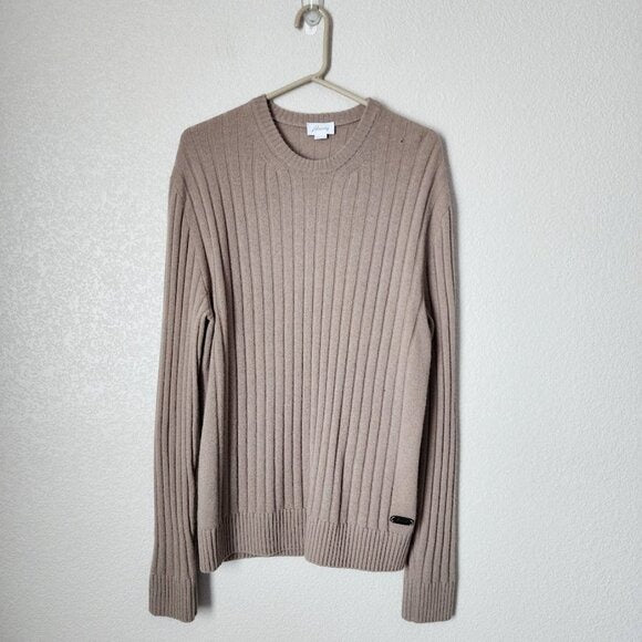 BRIONI 100% Cashmere Ribbed Knit Fashion Jumper crewneck sweater oat 56