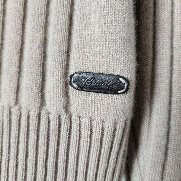 BRIONI 100% Cashmere Ribbed Knit Fashion Jumper crewneck sweater oat 56