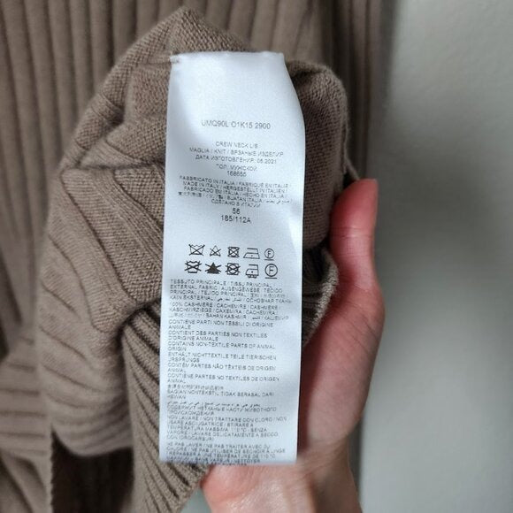 BRIONI 100% Cashmere Ribbed Knit Fashion Jumper crewneck sweater oat 56
