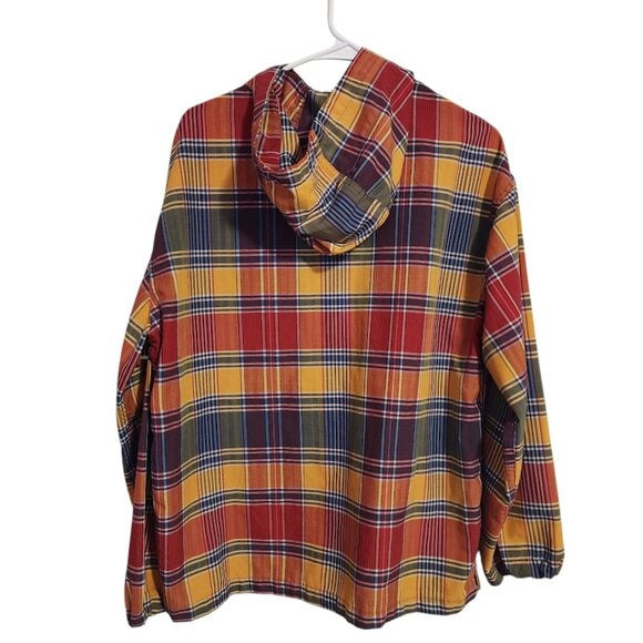 FLORENCE WALSH VINTAGE 60's plaid hoodie shirt long sleeve