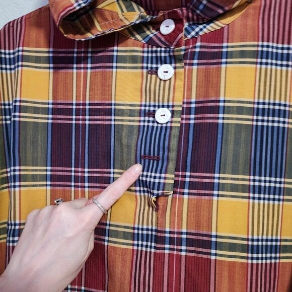 FLORENCE WALSH VINTAGE 60's plaid hoodie shirt long sleeve
