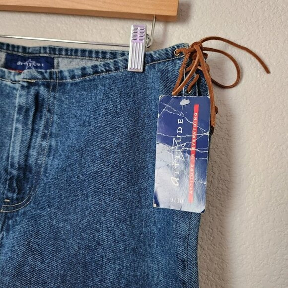 ATTITUDE vintage 90's lace up detail capri jeans NEW WITH TAGS 9/10
