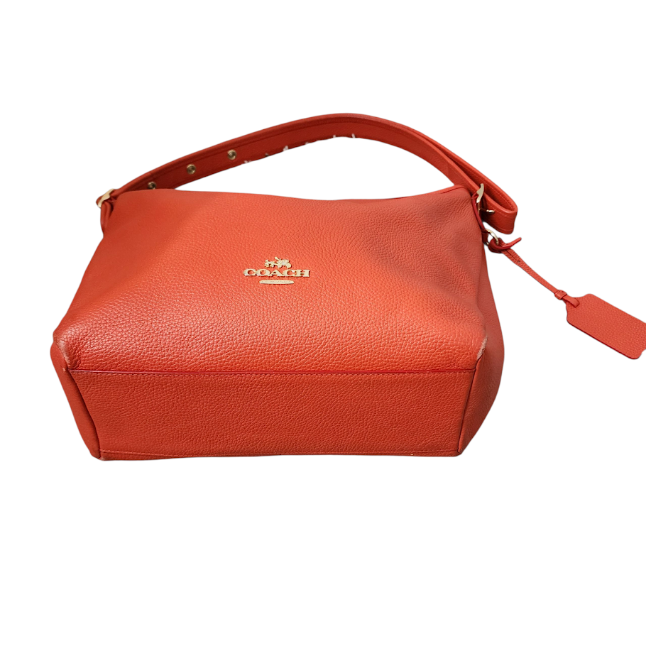 COACH Dufflette Leather Hobo Shoulder Bag Red Slouchy Large Tote