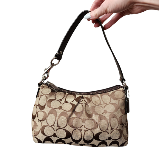 COACH Signature C Pleated Mini Purse Brown Monogram Shoulder Bag Y2K