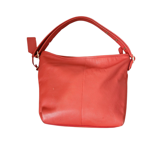COACH Dufflette Leather Hobo Shoulder Bag Red Slouchy Large Tote
