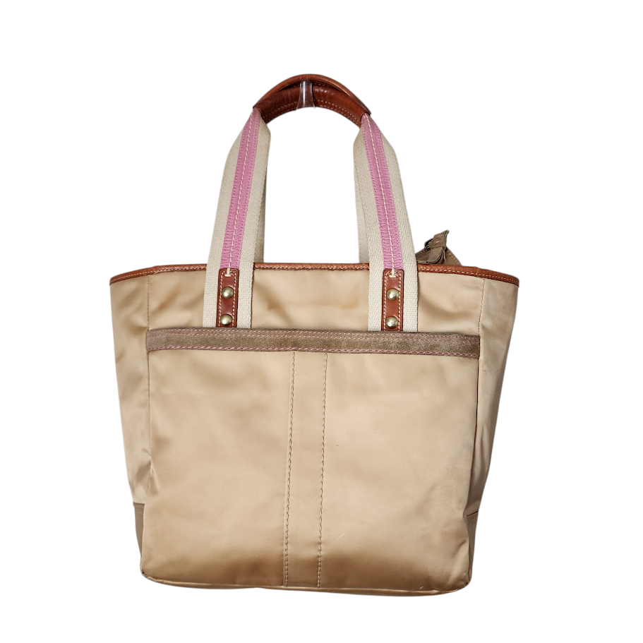 COACH Hamptons Weekend Gold Satin Mini Tote Pink Trim Shoulder Bag